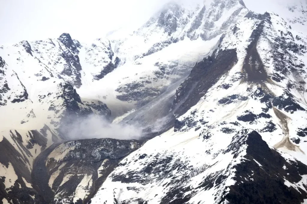 Swiss glacier collapse, in Alpine village of Blatten.