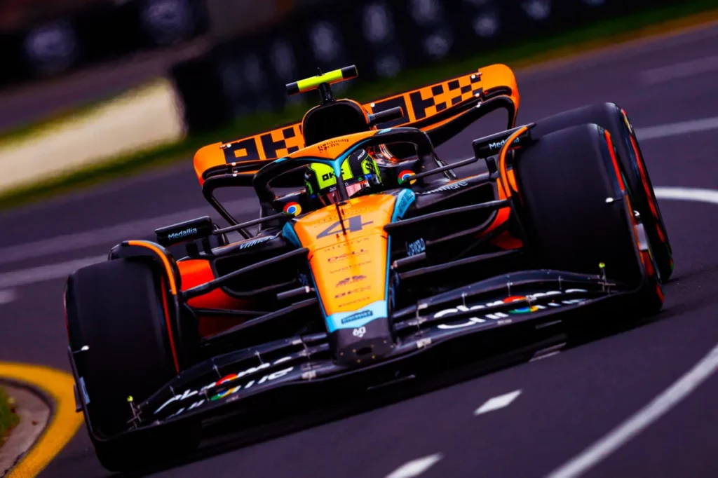 Lando Norris celebrating his first Monaco Grand Prix win.