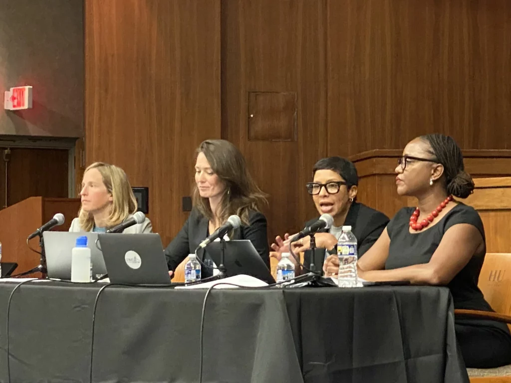 Kate Shaw testifying in Senate hearing.