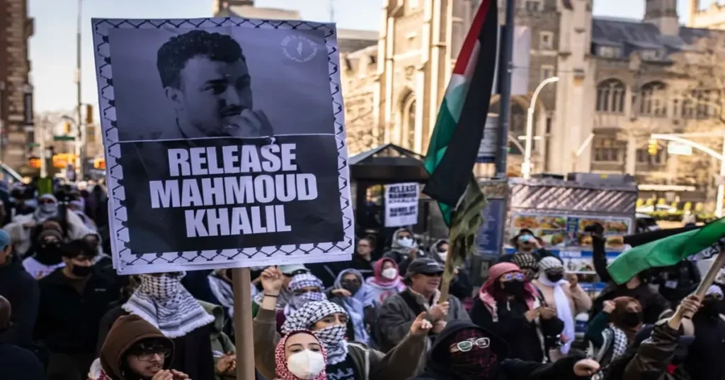 Supporters greet Mahmoud Khalil in New York after release.