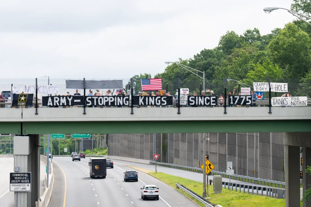 Military parade protests.