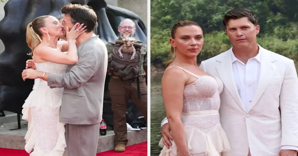 Scarlett Johansson and Jonathan Bailey Kissing.